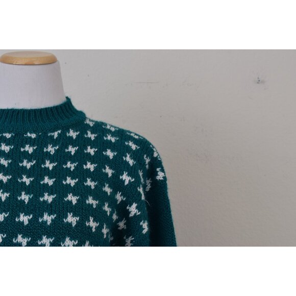 Vintage 90s Mock-neck Emerald‎ Green Acrylic Sweater size P-M - Picture 6 of 10